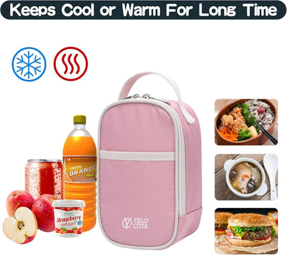 Yelocota Small Insulated Lunch Bag- Snack Bag- Mini Cooler Bag with Handle for Travel,Work,School(Storage Space below 20oz)- Also Suitable for Pairing with Food Jar