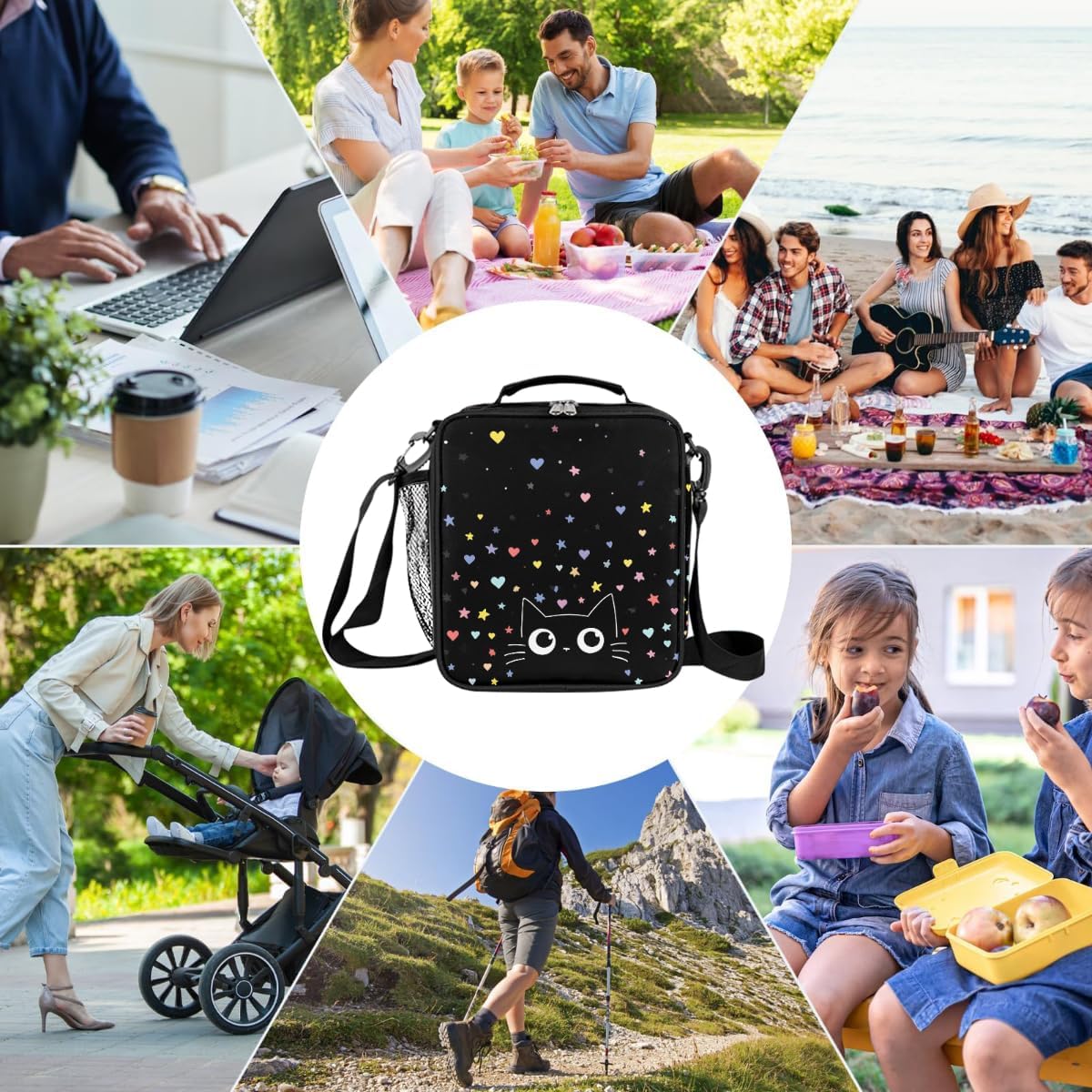 cfpolar Skull Skateboard Lunch Box for Boys Girls, Insulated Lunch Bags for Kids Reusable Mini Cooler Lunch Tote Lunchbox Thermal Meal Tote Kit with Shoulder Strap for Work School Picnic