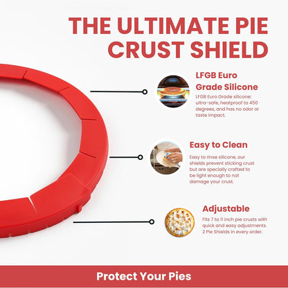 Pie Crust Shield, 2 Pack Pie Protector, European Grade Silicone