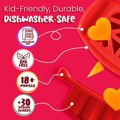 FUNBITES Crustless Sandwich Cutter for Kids Lunch, Uncrustable Sandwich Cutter (6-piece set), Bite-Size Food Cutter for Toddlers, Bento Box Accessories, Dishwasher Safe, Squares/Hearts/Triangles 3pk