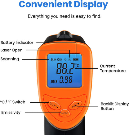Etekcity Infrared Thermometer Laser Temperature Gun, -58°F~1130°F