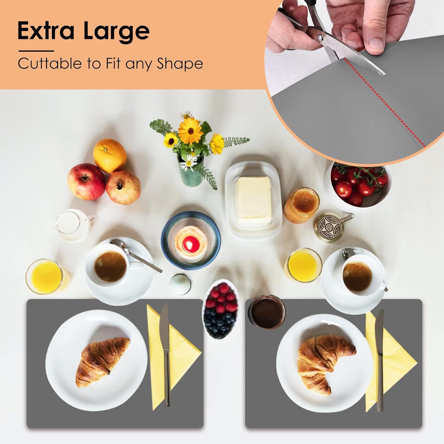 KitchenRaku Extra Large Silicone Mat for Kitchen Worktop Protector, Thickened Nonstick Heat Resistant Countertop Mat, Nonskid Placemat, Craft Mat, Table Mat (Grey, 23.6"x31.5")