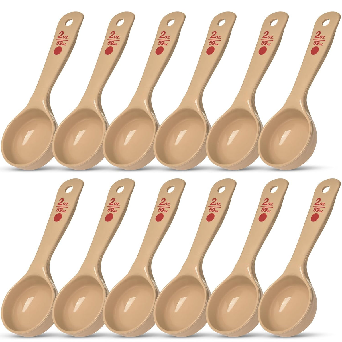 Carlisle FoodService Products Measure Miser Solid Spoon Measuring Spoon with Short Handle for Kitchens, Plastic, 4 Ounces, Beige