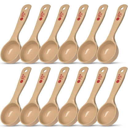 Carlisle FoodService Products Measure Miser Solid Spoon Measuring Spoon with Short Handle for Kitchens, Plastic, 4 Ounces, Beige