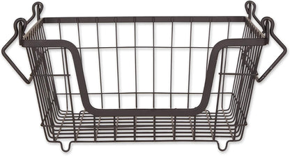 DII Metal Wire Mesh Stackable Utility Storage Bin, Small Round, 12x12x10", Bronze