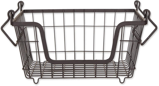 DII Metal Wire Mesh Stackable Utility Storage Bin, Small Round, 12x12x10", Bronze
