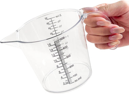 Plastic Measuring Cup with Handle, Pool Chemical Measuring Cup, Plastic Measuring Pitcher for Liquid Mixing, Pouring, Lawn Care, Pet Food, Motor Oil, Laboratory and More (32, Fluid Ounces, 1000ml)