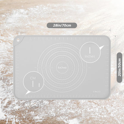 Silicone Pastry Mat 20"*16" Extra Thick Non Stick Baking Mat Food Grade Silicone Dough Rolling Bake Mat with Edge Heightening Blue
