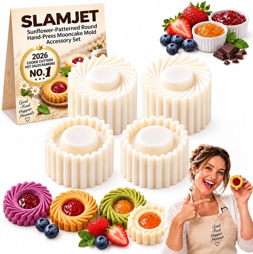 Sunflower Patterned Round Hand-Press Mooncake Double-Ended Pastry Mold