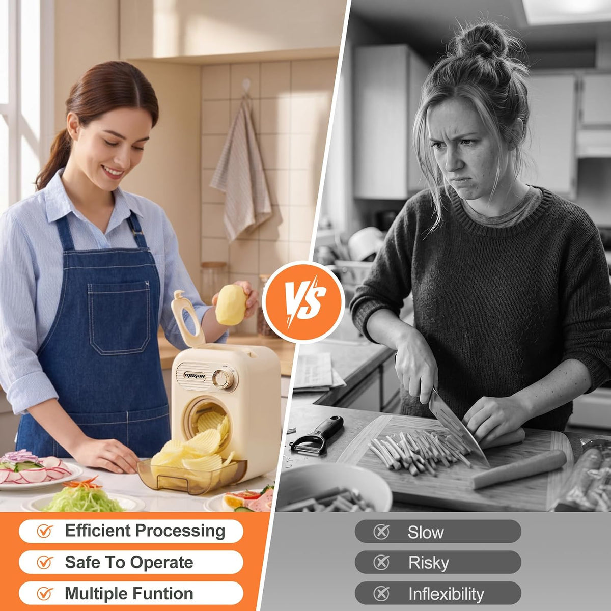 MOGAN 5-In-1 Electric Vegetable Cutter, Commercial Vegetable Dicer Slicer