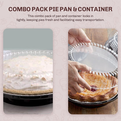 9 Inch Plastic Pie Containers With High Dome Lid - Durable Pie Containers With Lids - Stackable Pie Carrier Disposable, To Go Pie Containers & Flan Containers - Ideal for Restaurants & Bakeries - WJ43
