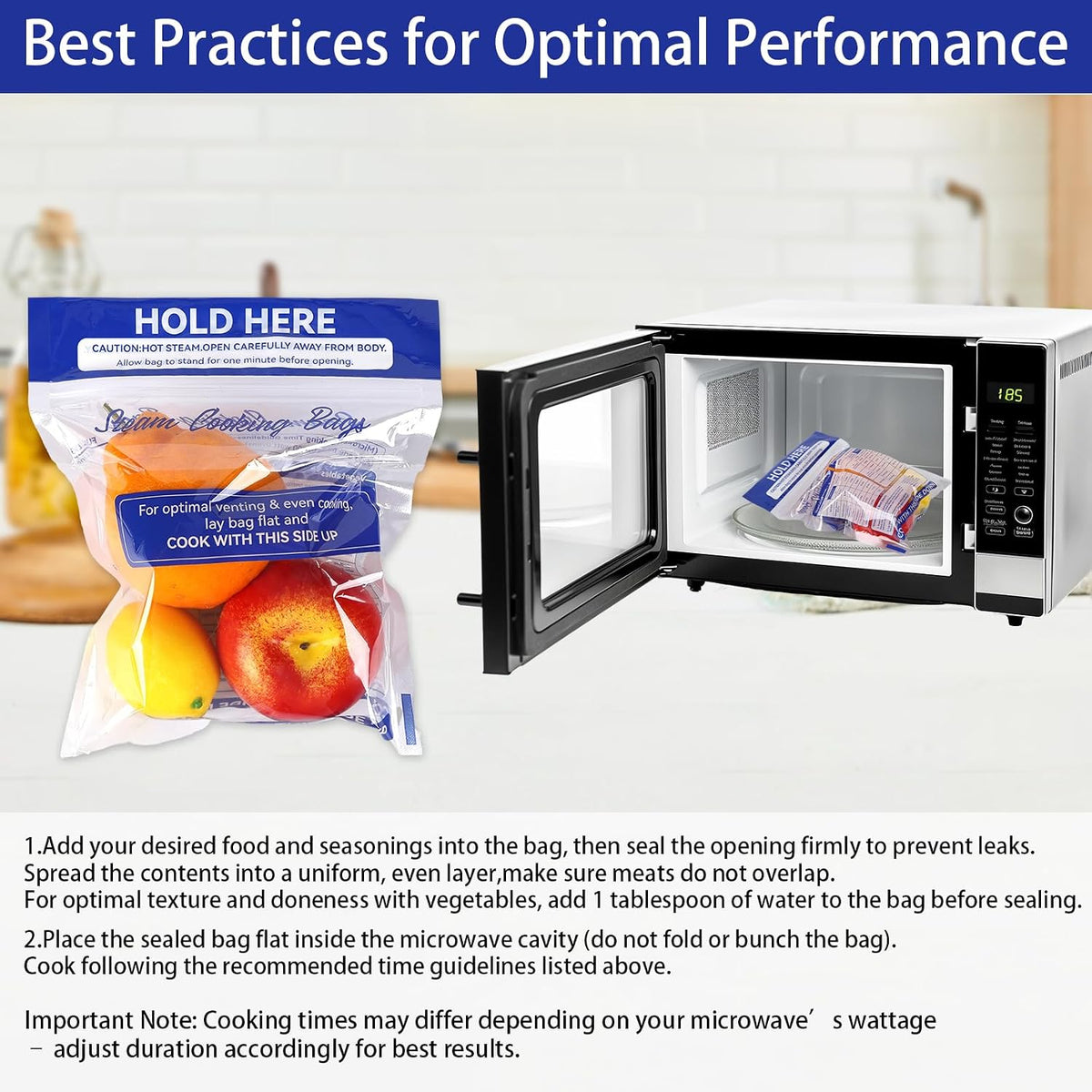 Steam Bags for Microwave Vegetables, Zipper Microwave Steam Bags Reusable Steamer Bagss for Microwaves Cooking for Vegetables Potatoes Meat Frozen Food