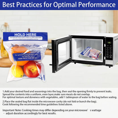 Steam Bags for Microwave Vegetables, Zipper Microwave Steam Bags Reusable Steamer Bagss for Microwaves Cooking for Vegetables Potatoes Meat Frozen Food
