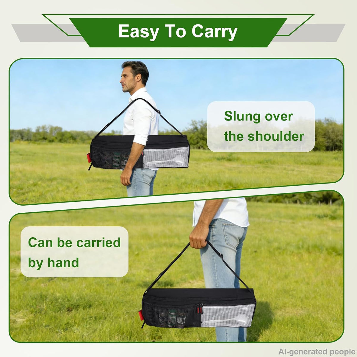 Grill Tool Organizer, BBQ Tool Storage Bag with Pockets- 20" Heavy-Duty Storage Bag Waterproof 600D Oxford, Folding Design Gift for Camping, Tailgates, Outdoor BBQ Parties (20" Lx6 Wx5 H)