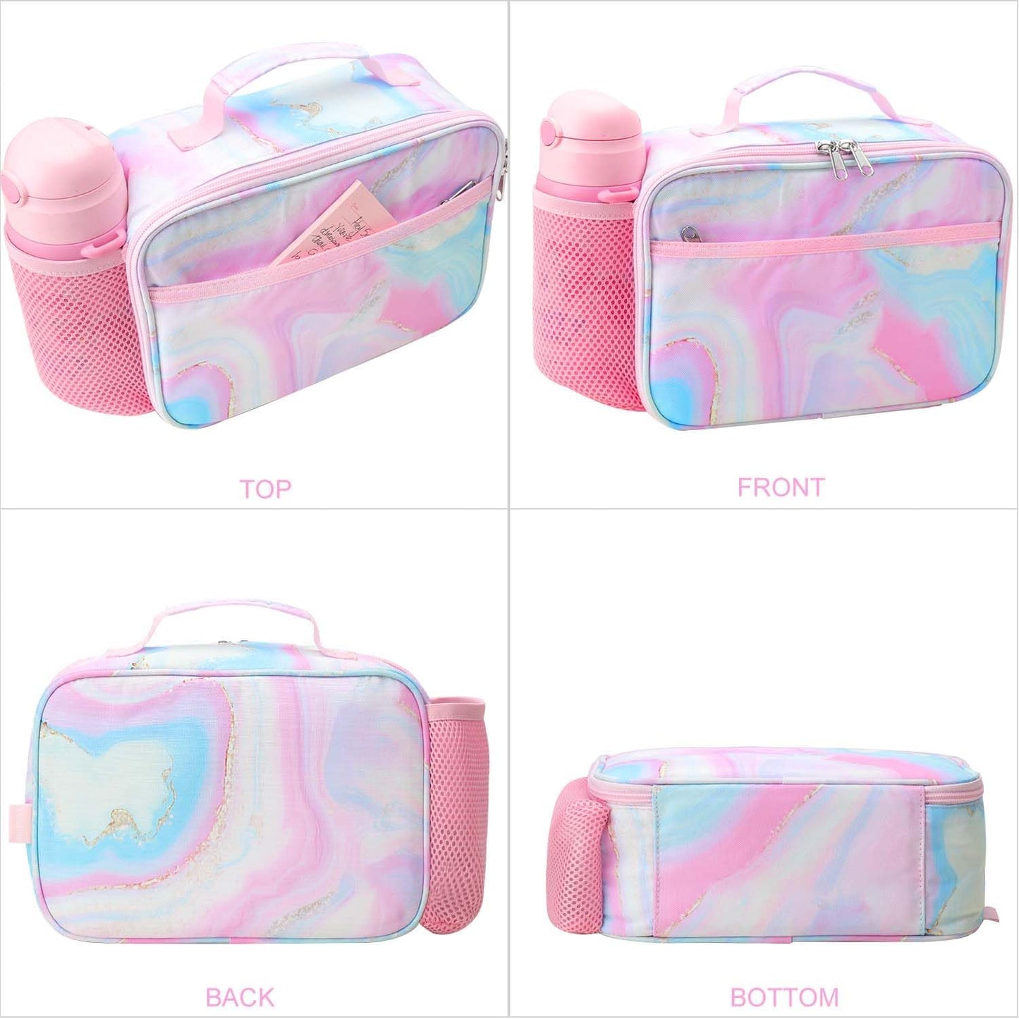 RHCPFOVR Kids Lunch Bag - Insulated Lunch Box for Boys Girls,Washable Lunch Bag and Reusable Toddler Leak-proof Lunchbox for School and Daycare - Colors A