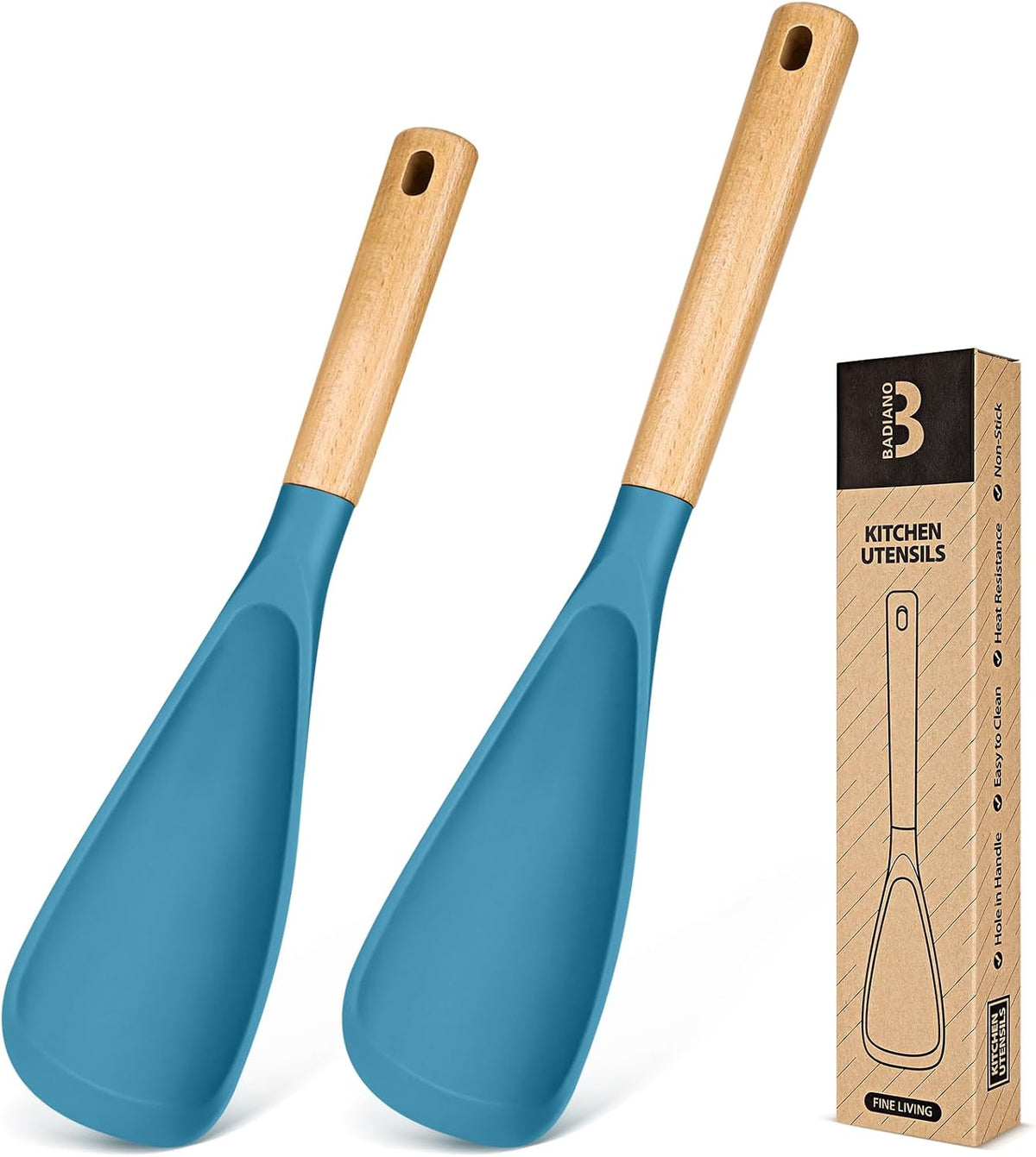 Badiano Multifunction Cooking Spoon for Nonstick Cookware,11.4"&13.4",Black