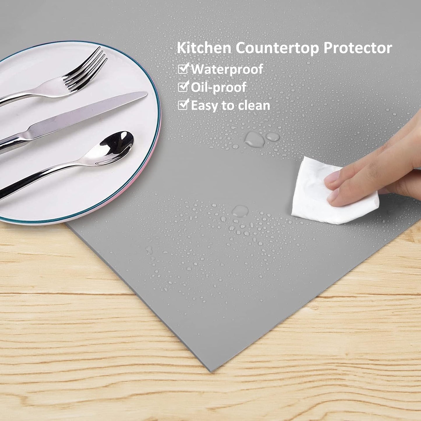 Silicone Mat Heat Resistant Mats for Countertop, Large Silicone Mats for Crafts Kitchen Counter Workbench Table protector, Size 36x24 inches Thick 2mm,Rolled Package,Light Blue