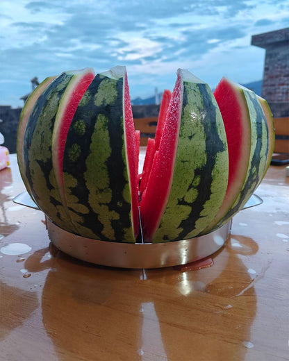 Heavy Duty Watermelon Slicer Full Body Stainless Steel Fruit Cutter Kitchen Utensils Gadget diameter 9.8 in ，Can Cut A Watermelon Into 12 Slices