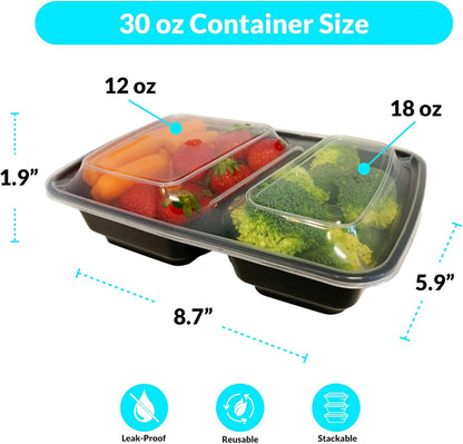 Reli. Meal Prep Containers 30 oz (50 Pack) - Takeout & Carryout Food Boxes with Lids