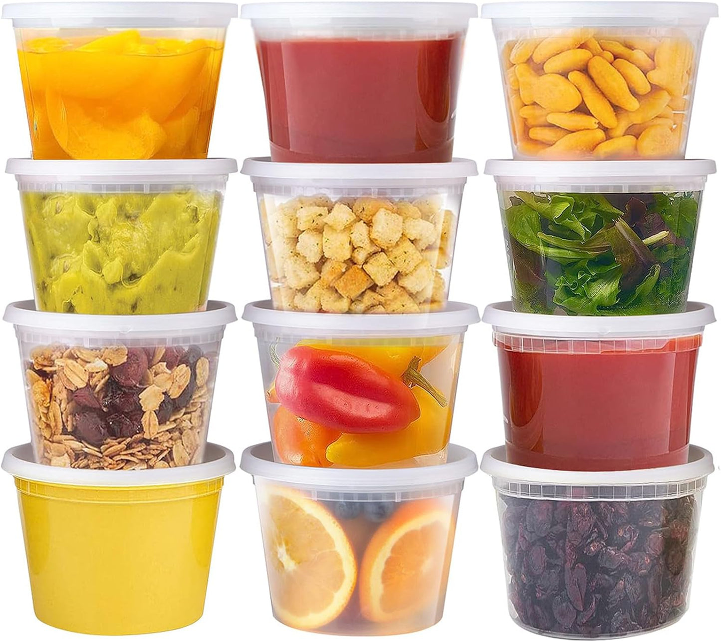 Deli Containers with Lids 48 Sets [8,16, 32 oz 16 Each ] - Food Storage Containers with Lids Freezer Safe, Soup Containers for Restaurant, BPA Free | Portion Control | Leakproof | Microwave