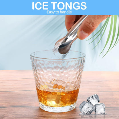 Ice Tongs Mini Sugar Tongs 4.25Inch Stainless Steel Kitchen Utensils Set,Small Serving Tong and Tiny Kitchen Tong for Appetizers,Tea Party, Coffee Bar, Desserts by Sunenlyst (Silver)