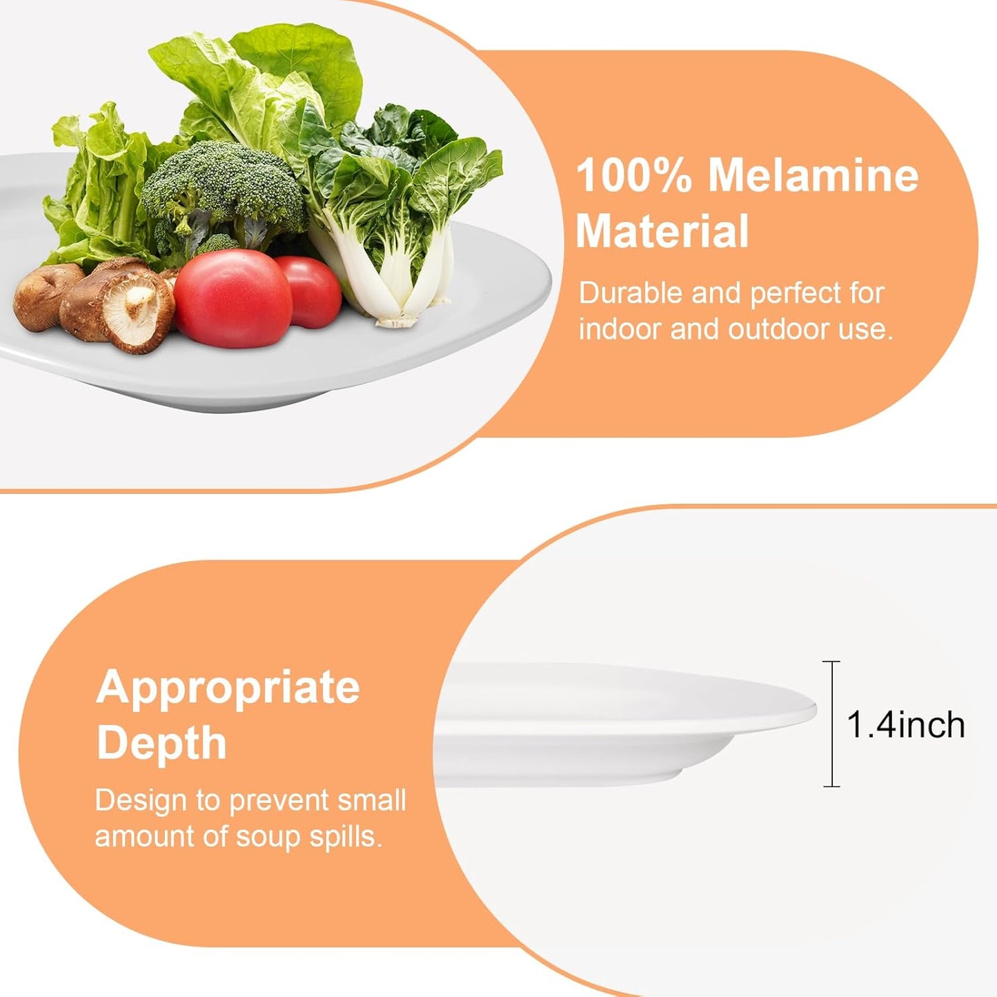 2 Pack Extra Large 17.5 Inch White Serving Trays – Reusable Melamine Platters for Parties, Snacks & Cookies, Durable Food Serving Dishes for Entertaining, Pantry & Kitchen Use White