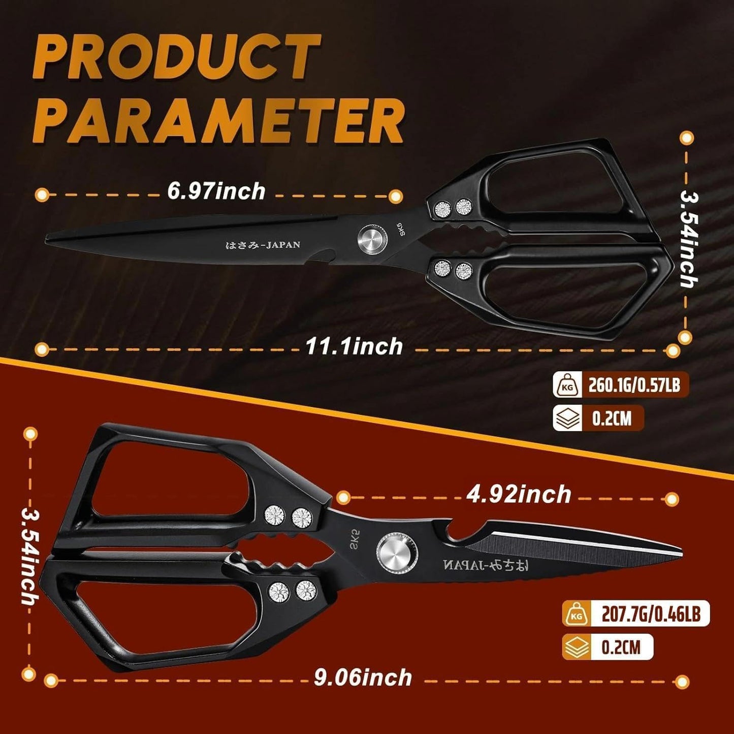 HUUSK Kitchen Scissors Set Silver - Upgraded Stainless Steel Kitchen Shear, Sharp Meat Scissors Dishwasher Safe, Heavy Duty Poultry Shears, Japanese Cooking Scissor for Food, Christmas Gifts for Women