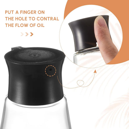Glass Soy Sauce Dispenser Bottles, 9.6 oz Oil Cruet, Black