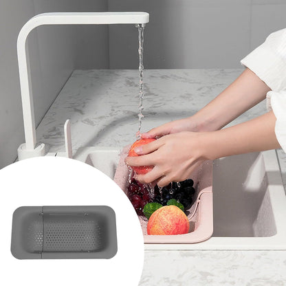 Over the Colander Strainer Wash Vegetables and Fruits, Drain Cooked Pasta and Dry Dishes - Extendable - Vegetable Washing For Fruits, Drain Cooked Pasta and Dishes (Green, One Size)