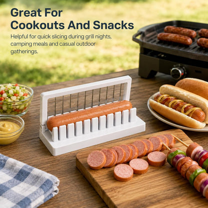 Large Banana Slicer with 304 Stainless Steel Blade, Multi Fruit & Egg Slicer for Hot dog, Hard Boiled Eggs, Strawberry, Cheese, Butter, Easy One Press Fruit Slicer for Kitchen