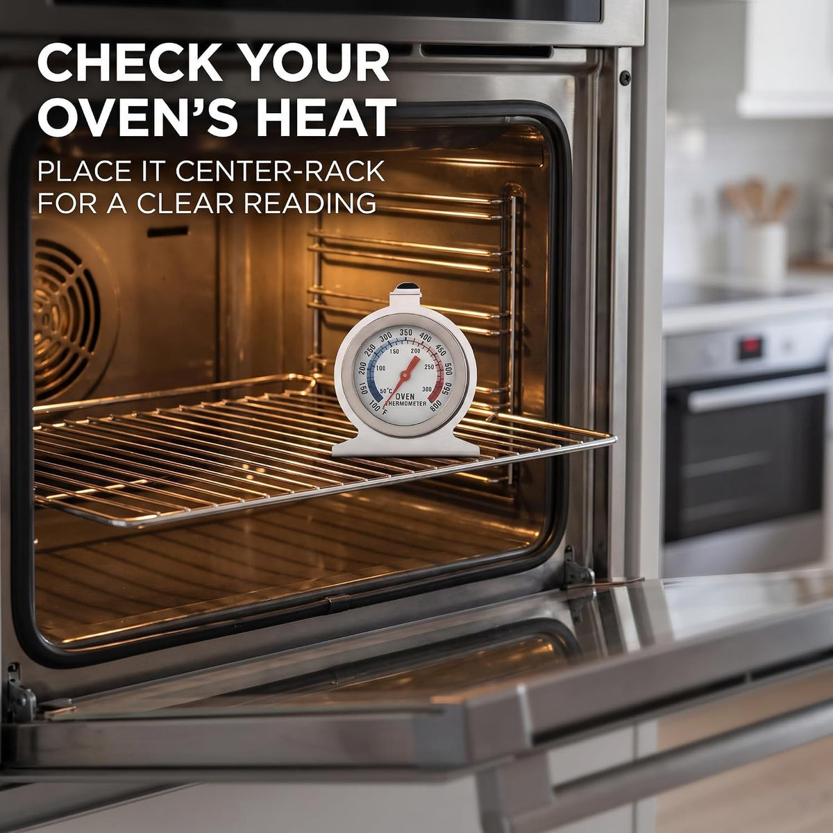 Silver Oven Thermometer 50-300°C/100-600°F, Woodstove Thermometers, Oven Grill Fry Chef Smoker Thermometer Instant Read Stainless Steel Thermometer Kitchen Cooking Thermometer, Oven Thermometers