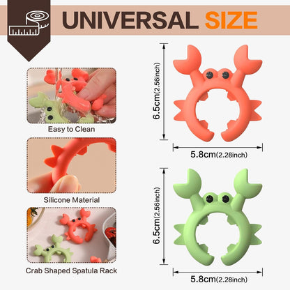 Crab Spatula Holder, Crab Shaped Silicone Spatula Holder Anti-scalding, Adjustable Crab Utensil Holder, Crab Spoon Holder For Pot Boil Over Spill Stopper,cute Creative Crab Gifts (green)