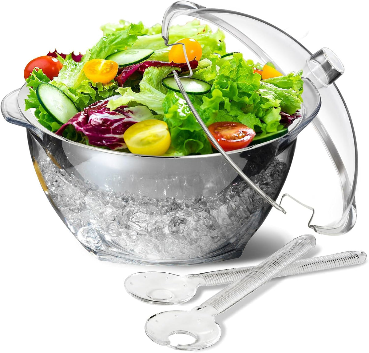 INNOVATIVE LIFE Fruit Trays for Serving for Party, 15 Inch Appetizer Serving Tray on Ice, Party Platters for Serving Food, Clear