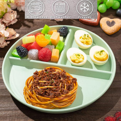 LRUUIDDE (5 Pack) Portion Control Plate for Balanced Eating, 9" Unbreakable Divided Plates,3 Compartment Plates, Reusable Plastic Plates, BPA Free for Adults
