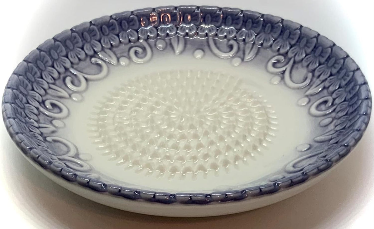 BonCera, Premium Ceramic Garlic Grater Plate Set - Purple Embossed