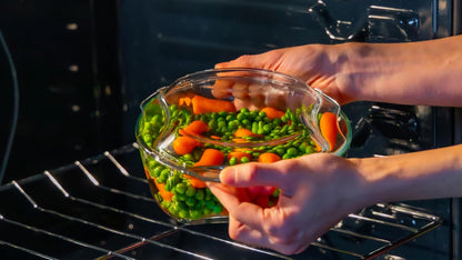 Glass Microwave Vegetable Steamer & Casserole Oven Dish in One! | 100% Glass, Plastic-Free, BPA-Free, and Silicone-Free