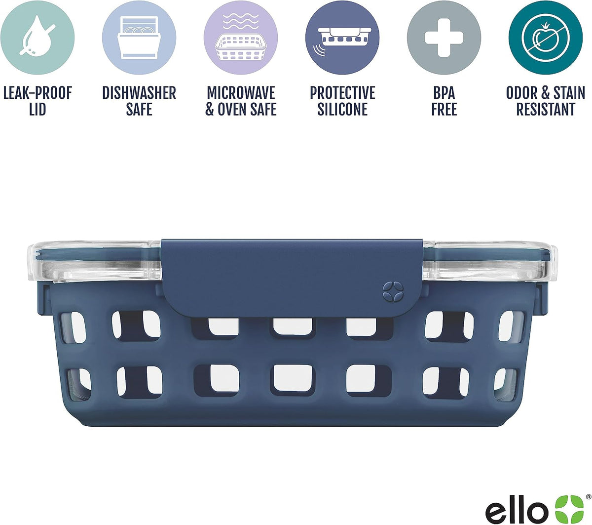 Ello DuraGlass Rounds Glass Food Storage Containers - Meal Prep Bowls with Silicone Sleeve and Airtight Lids, 3 Cup, Gray