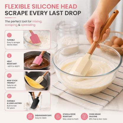 Silicone Spatula Set 3 Pieces - BPA Free&600 ° F High Temperature Resistant, Suitable for Baking, Cooking, and Stirring, Non Damaging and Non Sticky Pot Coatings