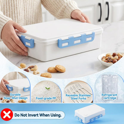 Chilled Snackle Box Divided Serving Tray with Ice Pack Individual Lids Container,Portable Freezer Cooler Picnic Travel Snack Container for Beach Camping Road Trip Essentials Insulated Bag