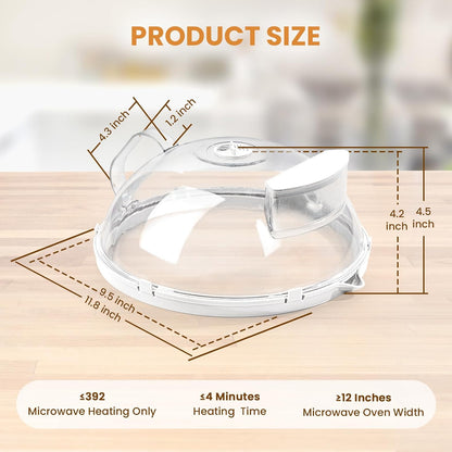 Microwave Splatter Cover with Water Steamer, Integrated Handle, 10 Inch
