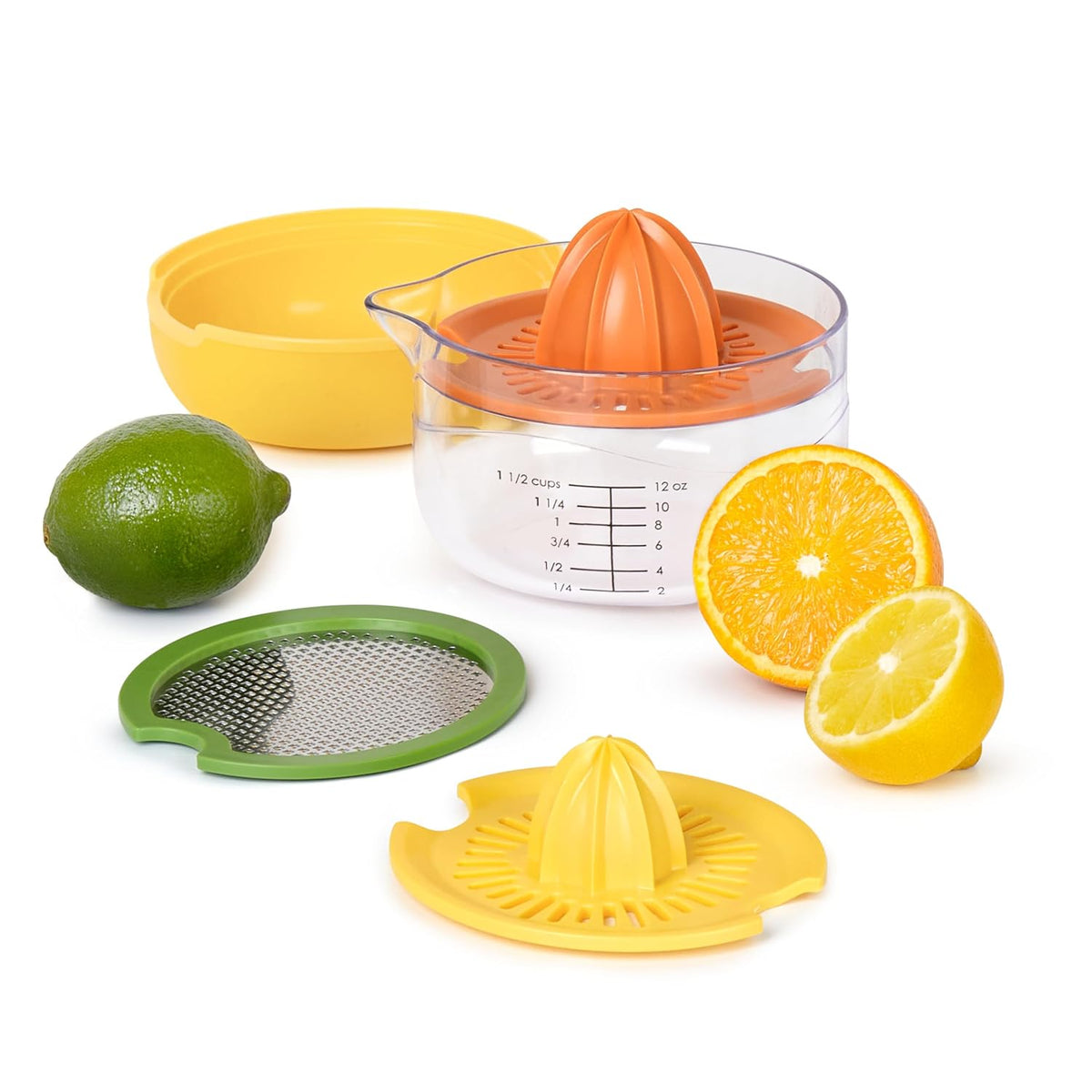 Tovolo Citrus Press Manual Hand Juicer Squeezer with Pour Spout Dishwasher Safe Aluminum Press Juicer for Lemon Lime Oranges Tangerine Pomegranate Fruit Ergonomic Grip for Efficient Juice Extraction