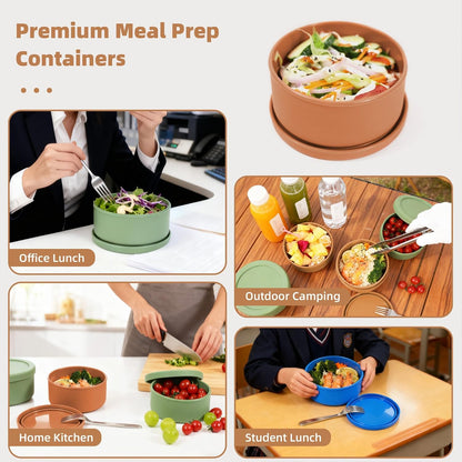 24oz Silicone Food Storage Containers,Round Bowls with Lids - Meal Prep Containers for Kitchen Serving, Salad & Lunch - Airtight, Microwave/Fridge/Dishwasher Safe, BPA-Free (Grass green, 3PACK)
