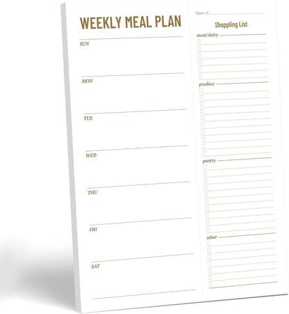 Weekly Meal Planner - Undated Magnetic Notepads with Grocery List, 7" x 9",52 Weeks, Meal Planning Pad for Refrigerator Door with Tear-Off Shopping List, Hanging Food/Menu Organizer Notepad