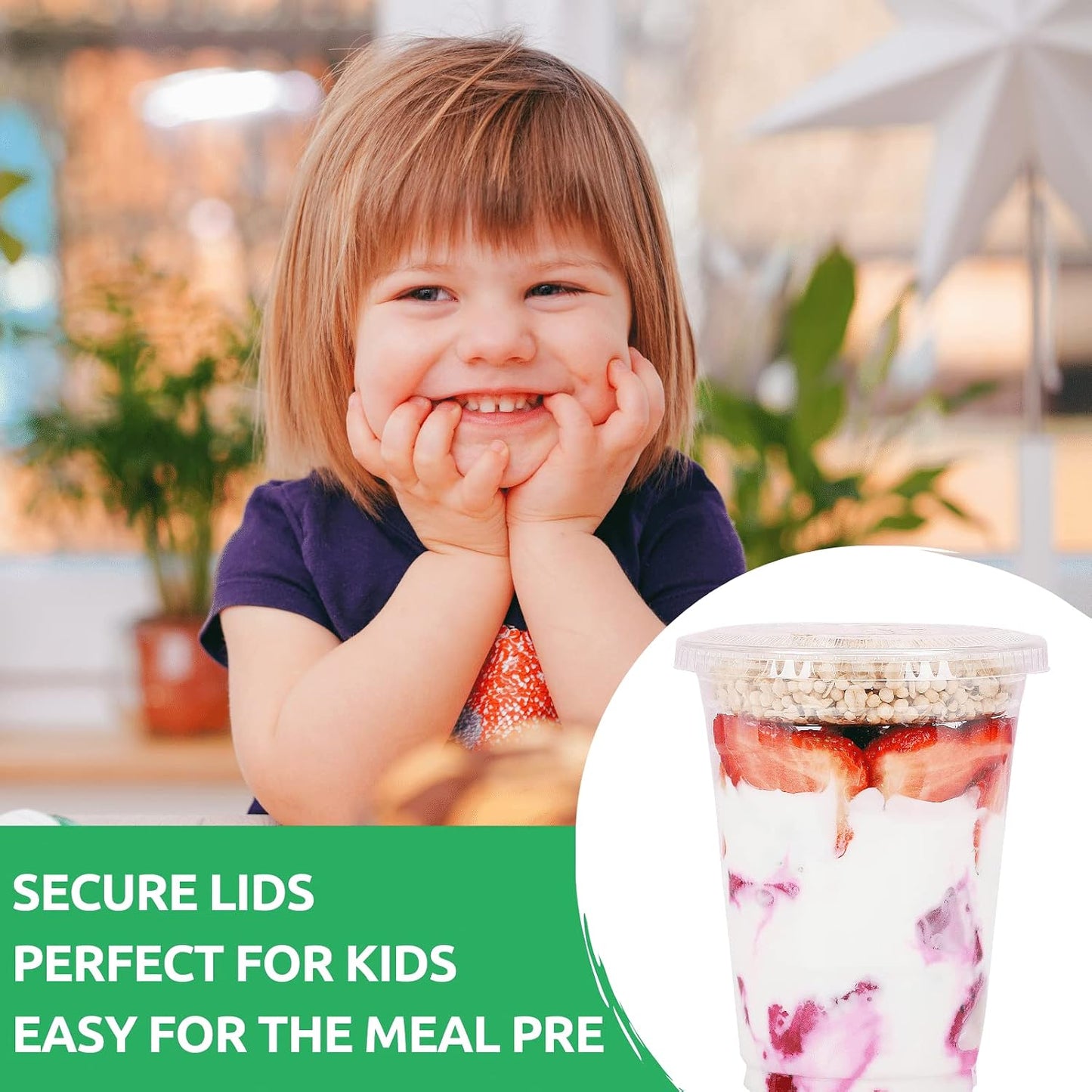 Aatriet 12 oz Clear Plastic Parfait Cups with Insert 3.25oz & Dome Lids No Hole - (20 Sets) Yogurt Fruit Parfait Cups, for Dips and Veggies, Take Away Breakfast and Snacks. No Leaking