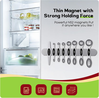 Magnetic Measuring Cups and Spoons Set304 Stainless Steel Dual Scale Set of 15, Strong N52 Magnetic Nesting Design with Leveler, for Dry&Liquid Ingredients, Dishwasher Safe(Colorful)
