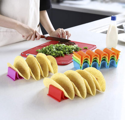 6-Color Small Taco Holder Stand – 6-Slot BPA-Free Taco & Tortilla Organizer for Kitchen, Parties, Picnics & BBQ | Dishwasher Safe, Stackable & Space-Saving Design