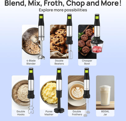 Consciot 4 in 1 Immersion Hand Blender Max 1100W, Trigger Speed Control