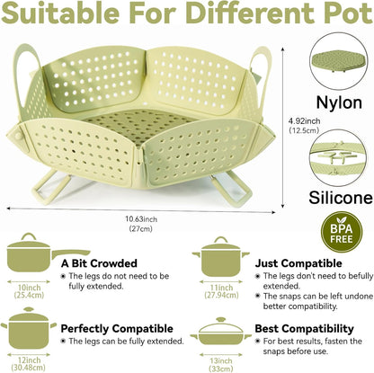 Large Collapsible Silicone Steamer Basket, Expandable for Pot,Non Slip Feet