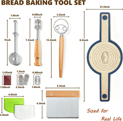 13-Inch Danish Dough Whisk Set, Sourdough Tools for Bread Making