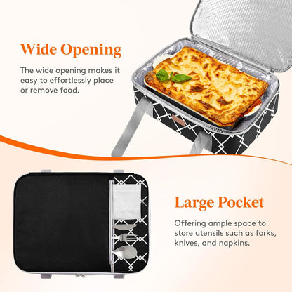 Lifewit Insulated Single Decker Casserole Carrier, Lasagna Lugger Holder for Hot or Cold Food, Fits 9" x 13" Baking Dish, Thermal Lunch Tote Bag for Potluck Parties, Picnic and Cookouts, Grey